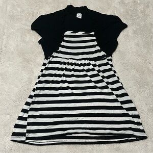 Black and White Striped Babydoll Top